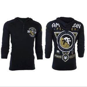 American Fighter Men's Hoodie Massachusetts Shirt Premium Black